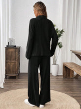 2pcs/Set Women Casual Button Collar Pocket Top And Pants Set, Cozy Home Wear